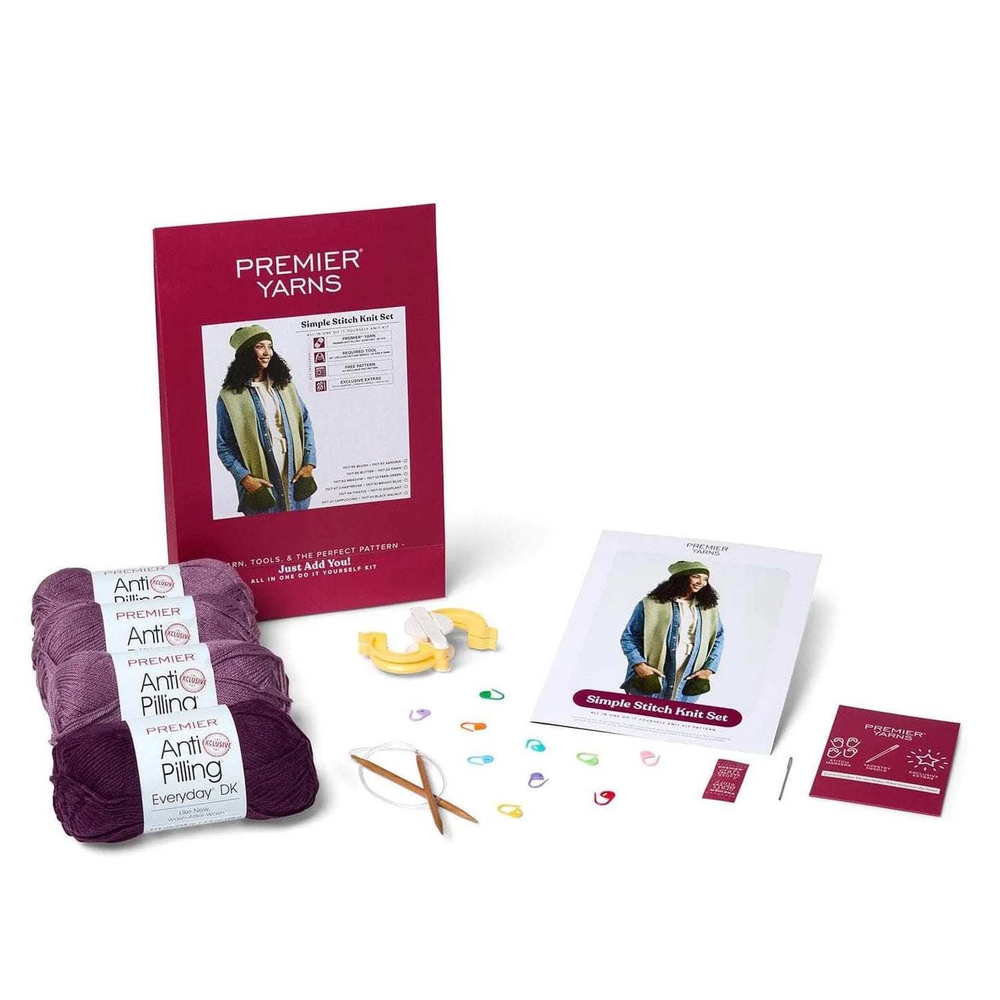 Simple Stitch Knit Scarf and Hat Kit