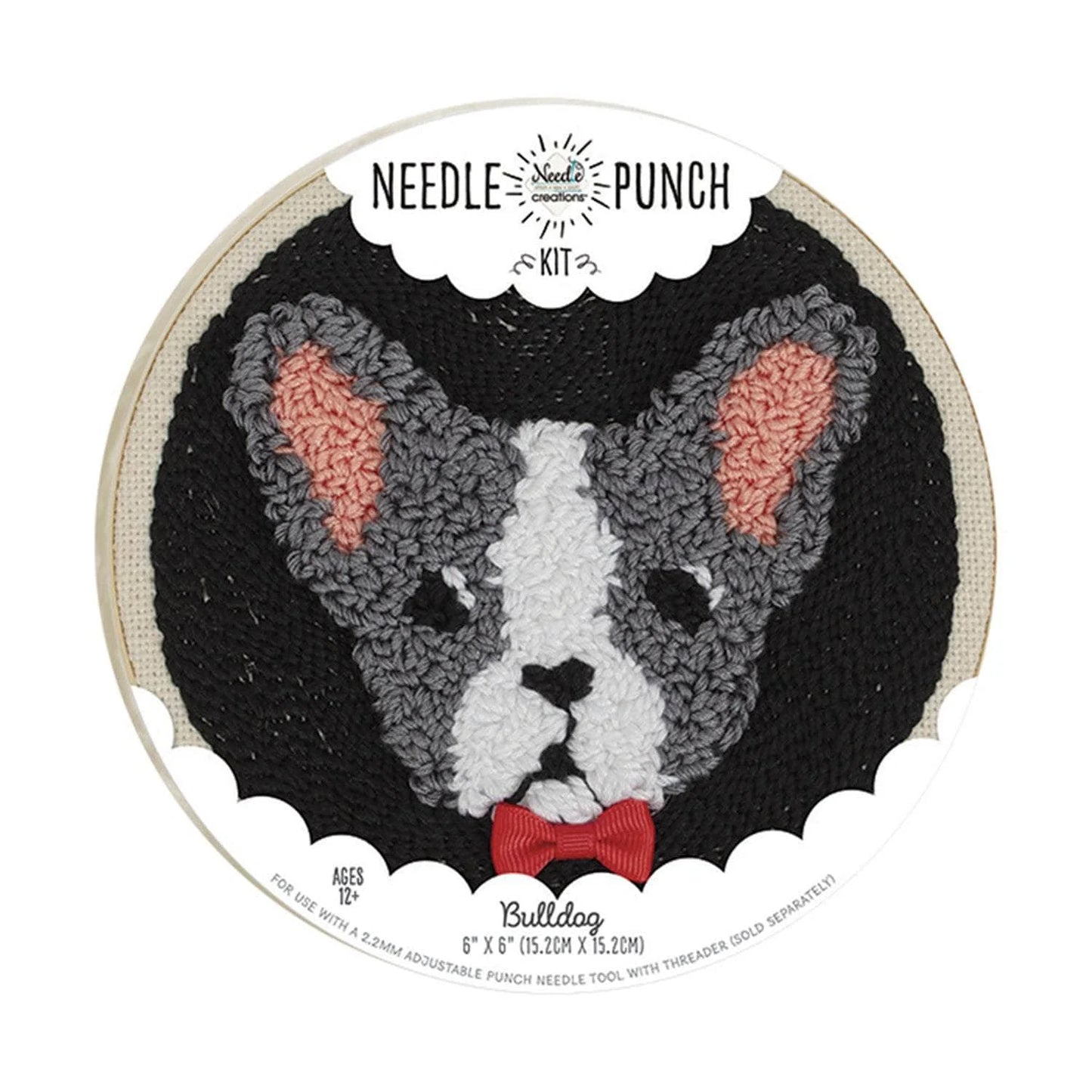 Punch Needle Kit 6" Hoop - Cat, Deer, or Bulldog