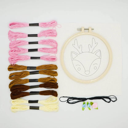 Punch Needle Kit 6" Hoop - Cat, Deer, or Bulldog