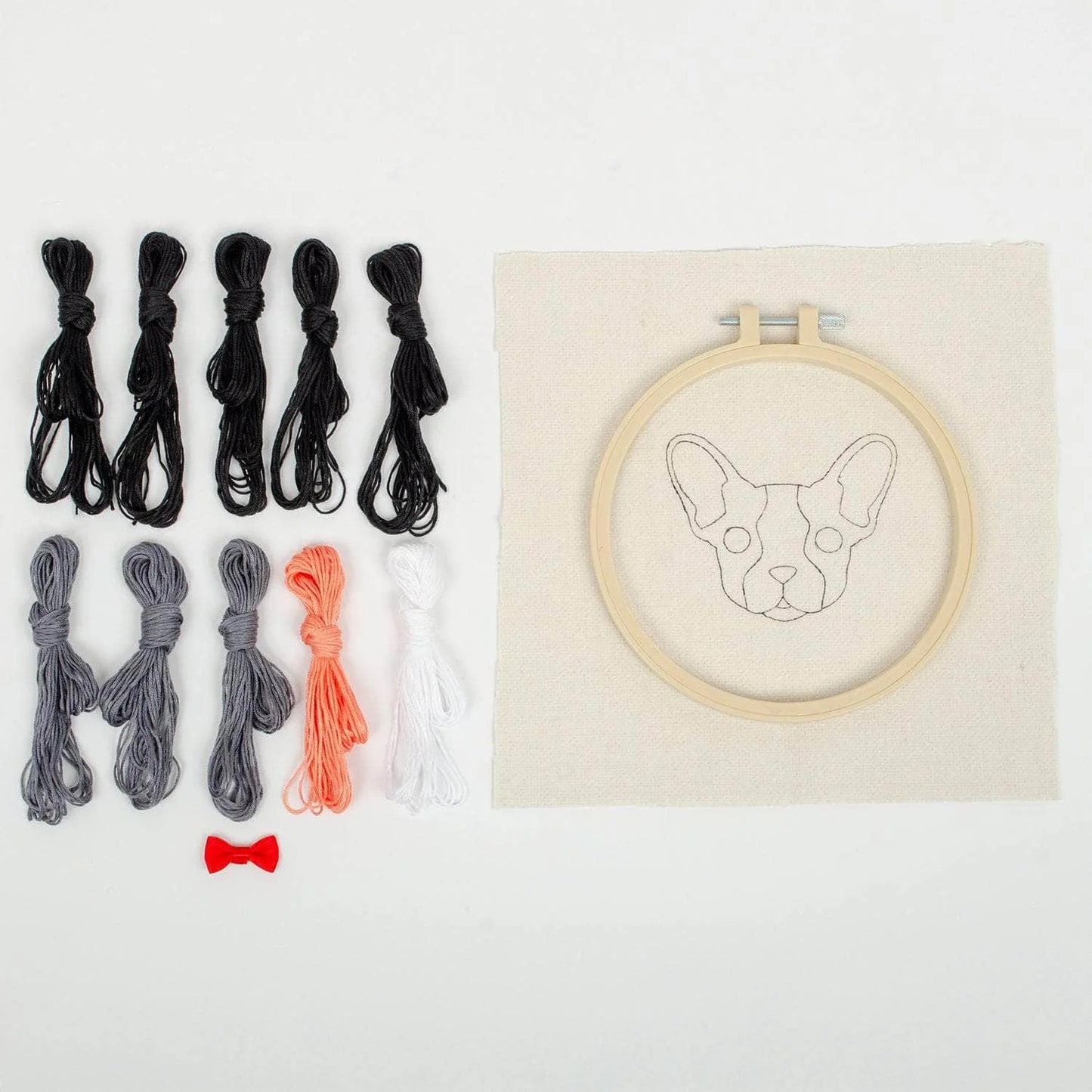 Punch Needle Kit 6" Hoop - Cat, Deer, or Bulldog