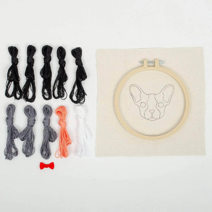Punch Needle Kit 6" Hoop - Cat, Deer, or Bulldog