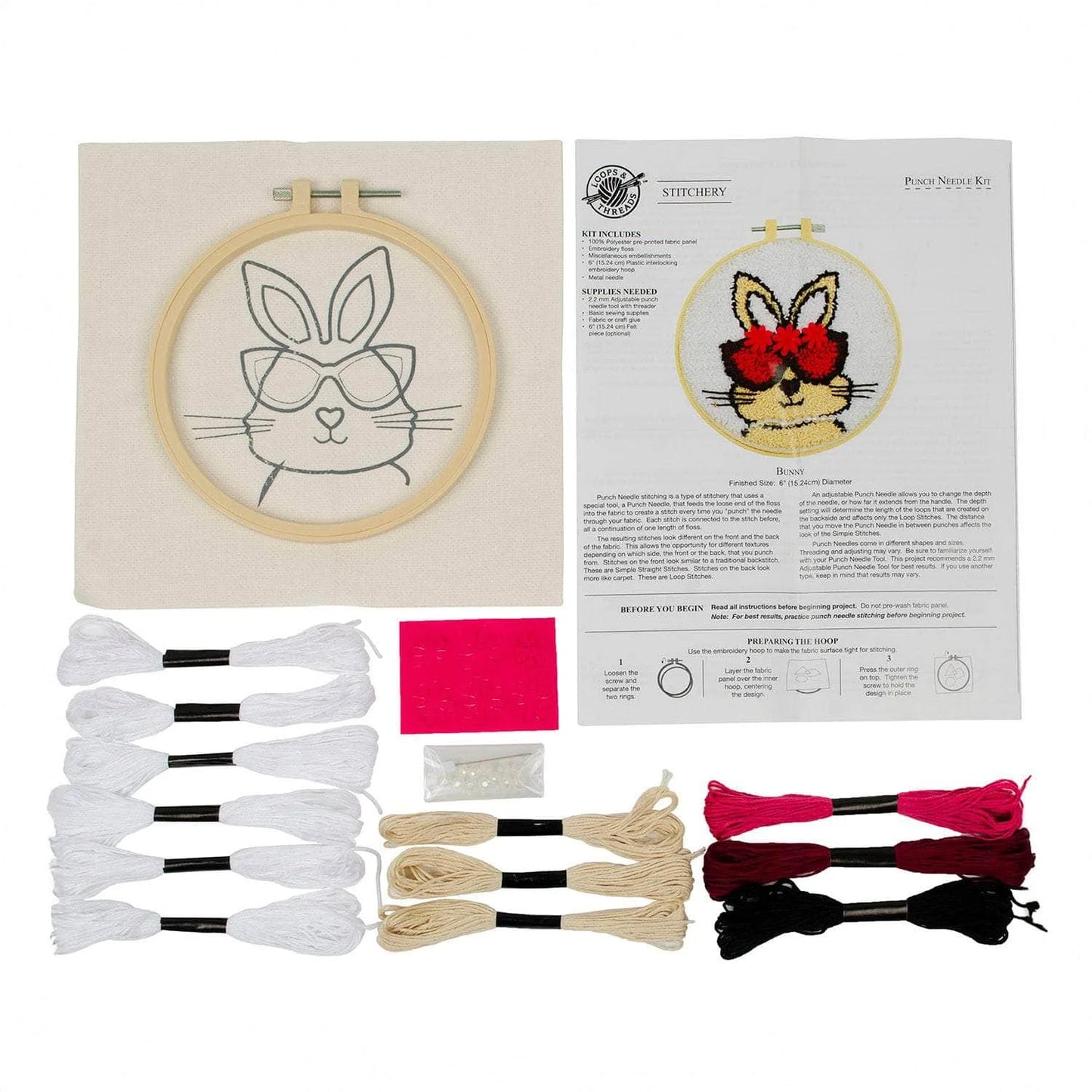 Punch Needle Kit 6" Hoop - Bunny, Unicorn, or Boston Terrier