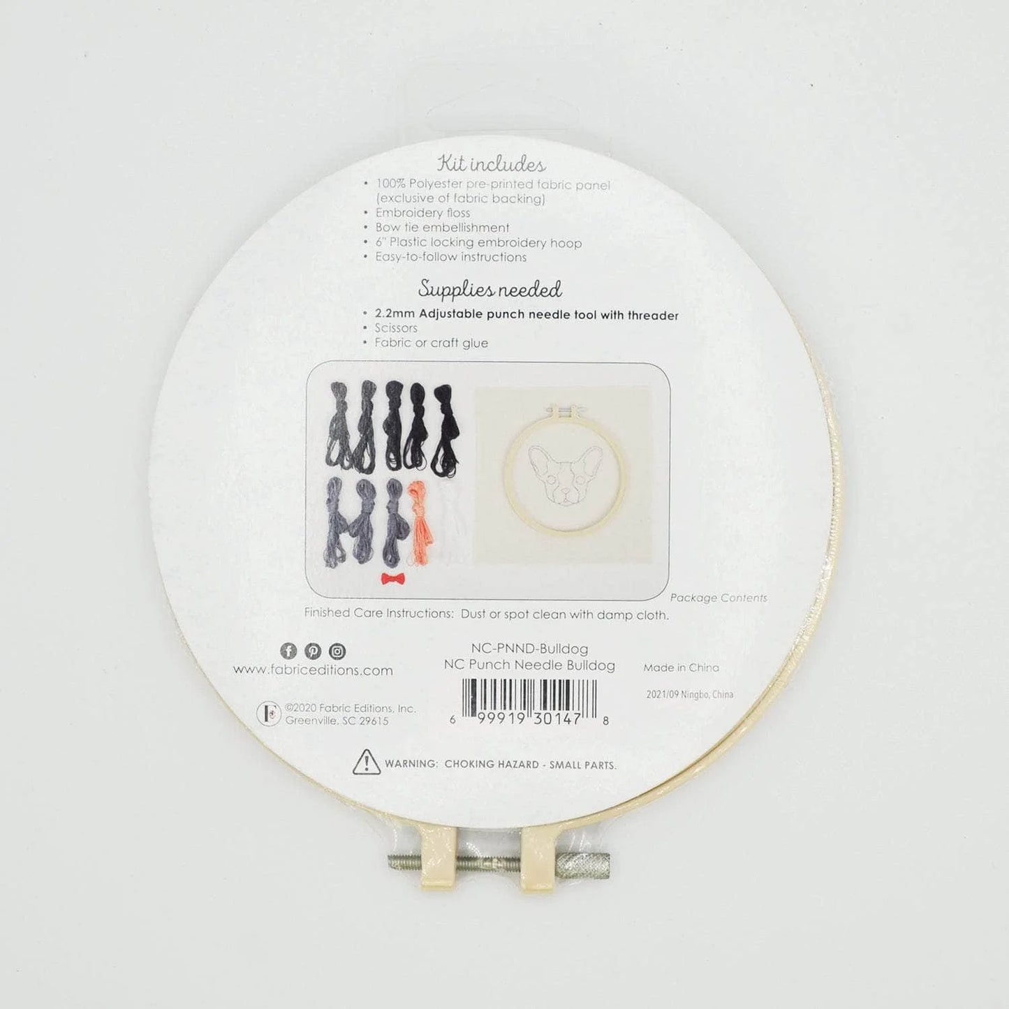 Punch Needle Kit 6" Hoop - Cat, Deer, or Bulldog