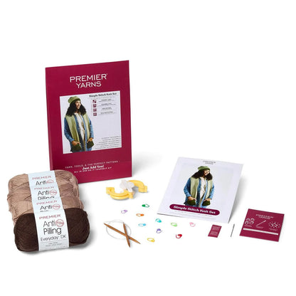 Simple Stitch Knit Scarf and Hat Kit