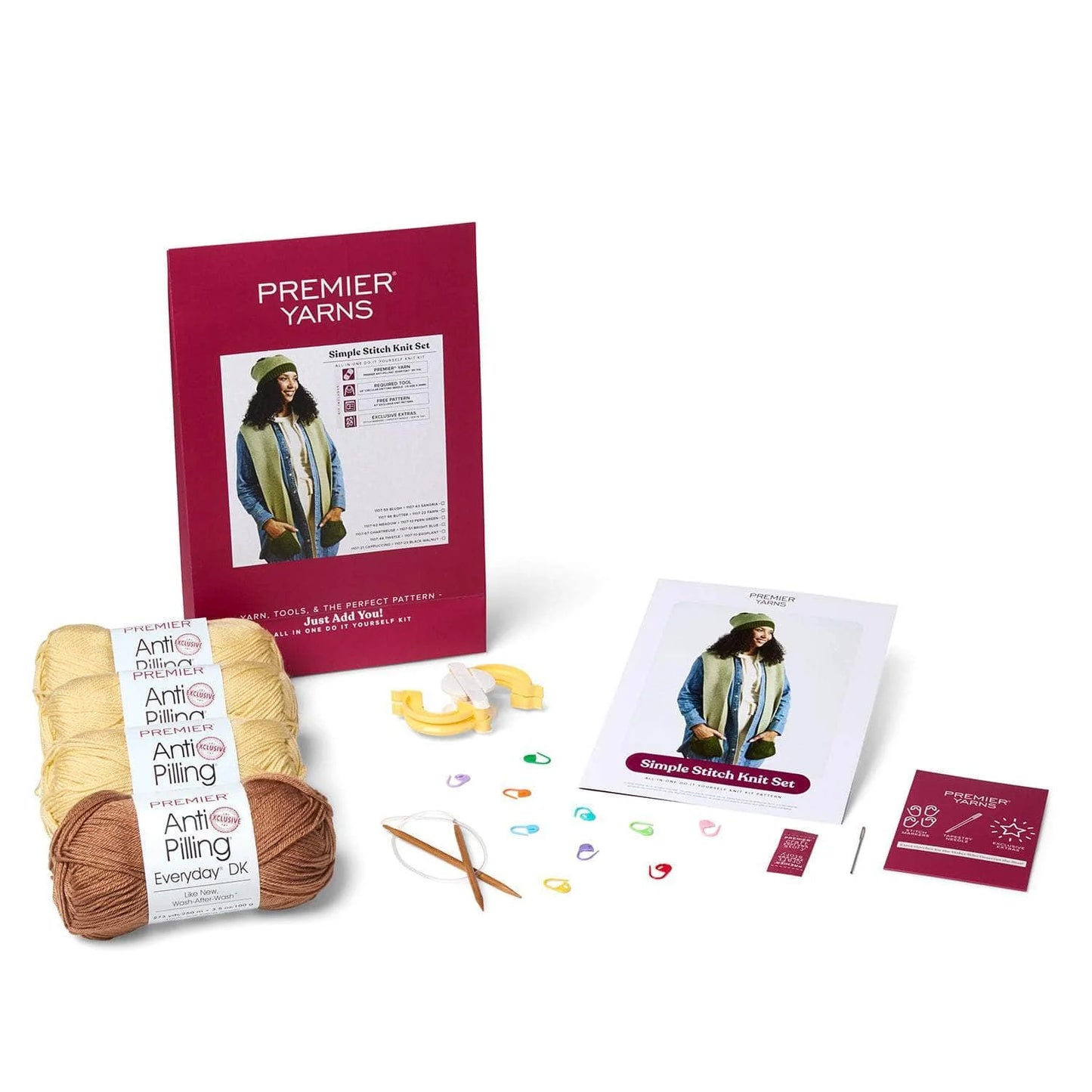 Simple Stitch Knit Scarf and Hat Kit