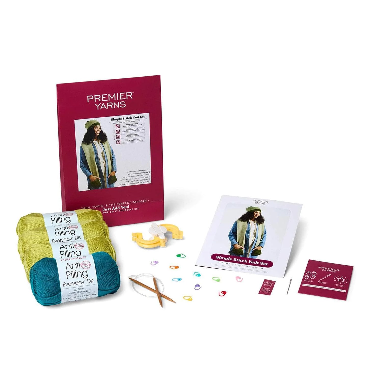 Simple Stitch Knit Scarf and Hat Kit