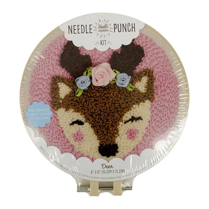 Punch Needle Kit 6" Hoop - Cat, Deer, or Bulldog