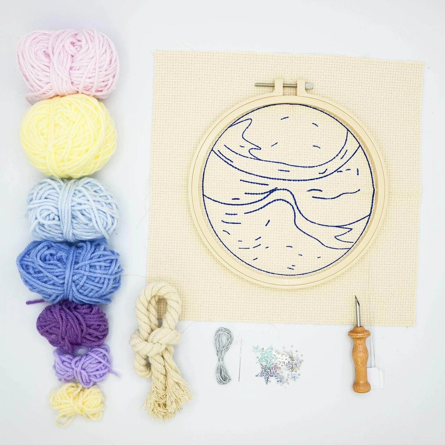 Punch Needle Kit 8" Hoop - Planets